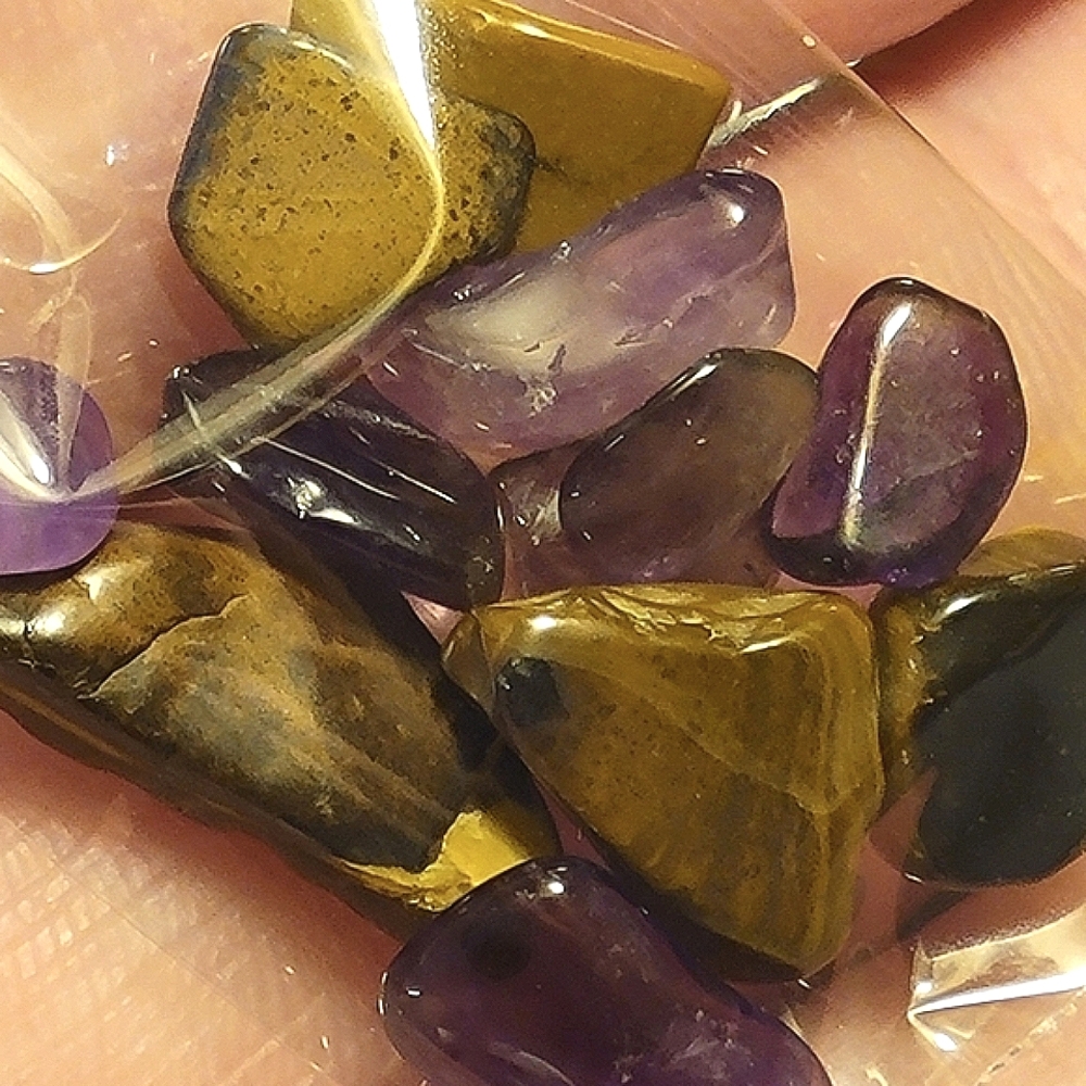 Stress Relief Bundle Natural Tigers Eye & Amethyst Loose Crystals